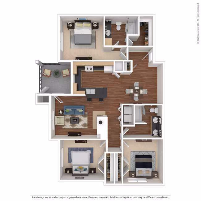 3 Bed 2 Bath 1382 SqFt (1290 Net) 1611 floor plan